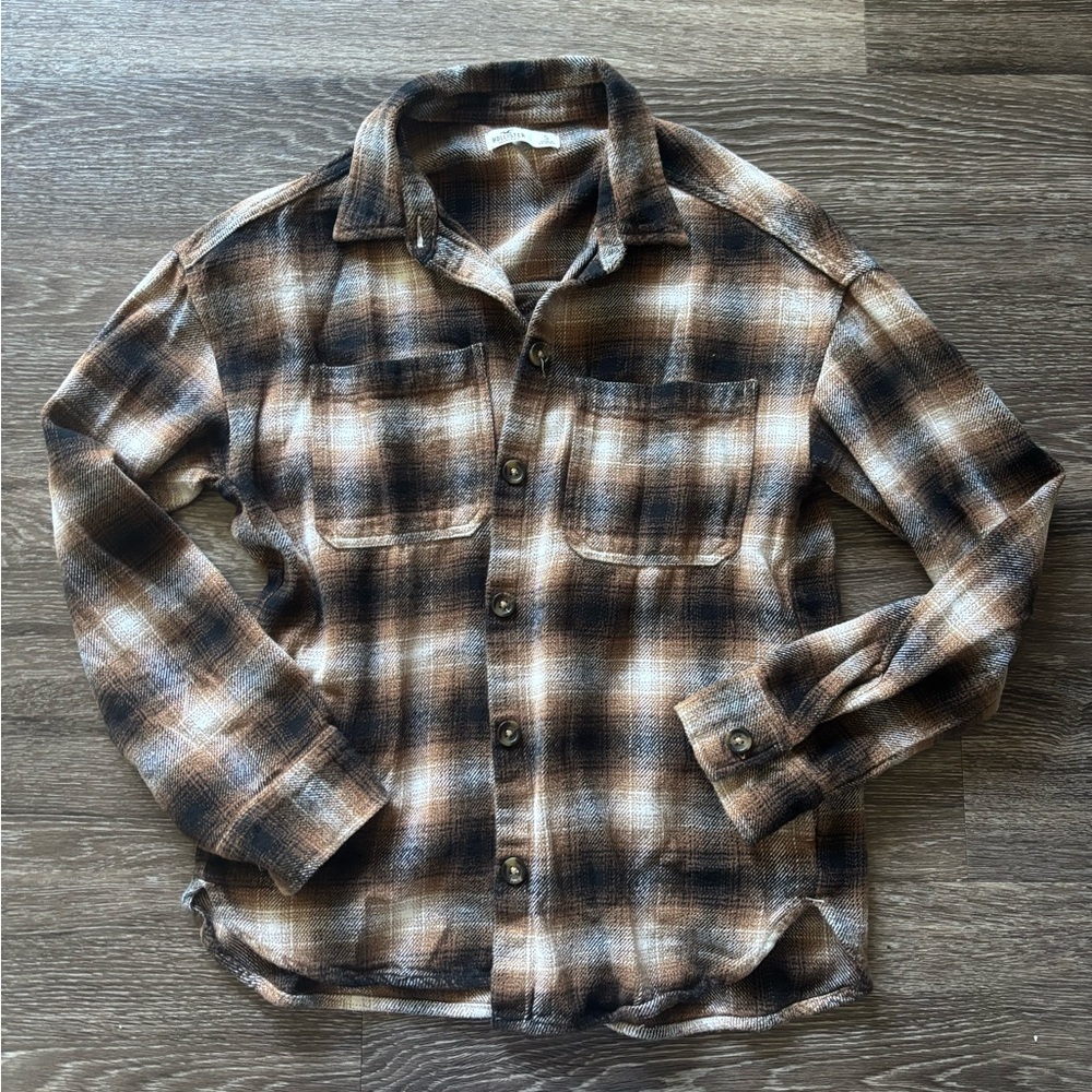 Hollister Brown and Black Checkered Shirt